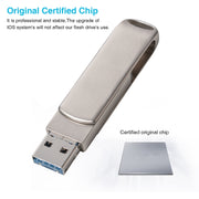 Richwell 3 in 1 32G Micro USB + 8 Pin + USB 3.0 Metal Rotating Push-pull Flash Disk with OTG Function(Silver)