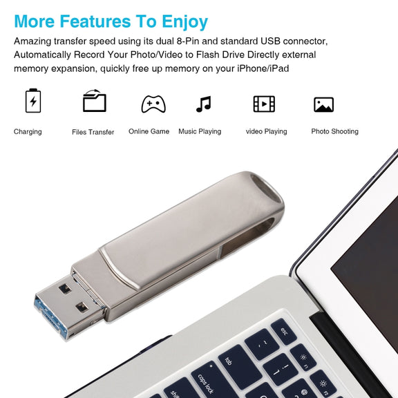 Richwell 3 in 1 32G Micro USB + 8 Pin + USB 3.0 Metal Rotating Push-pull Flash Disk with OTG Function(Silver)