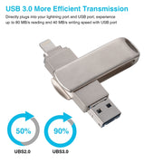 Richwell 3 in 1 32G Micro USB + 8 Pin + USB 3.0 Metal Rotating Push-pull Flash Disk with OTG Function(Silver)