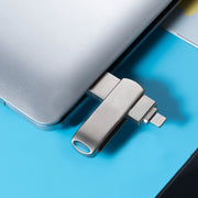 Richwell 3 in 1 32G Micro USB + 8 Pin + USB 3.0 Metal Rotating Push-pull Flash Disk with OTG Function(Silver)