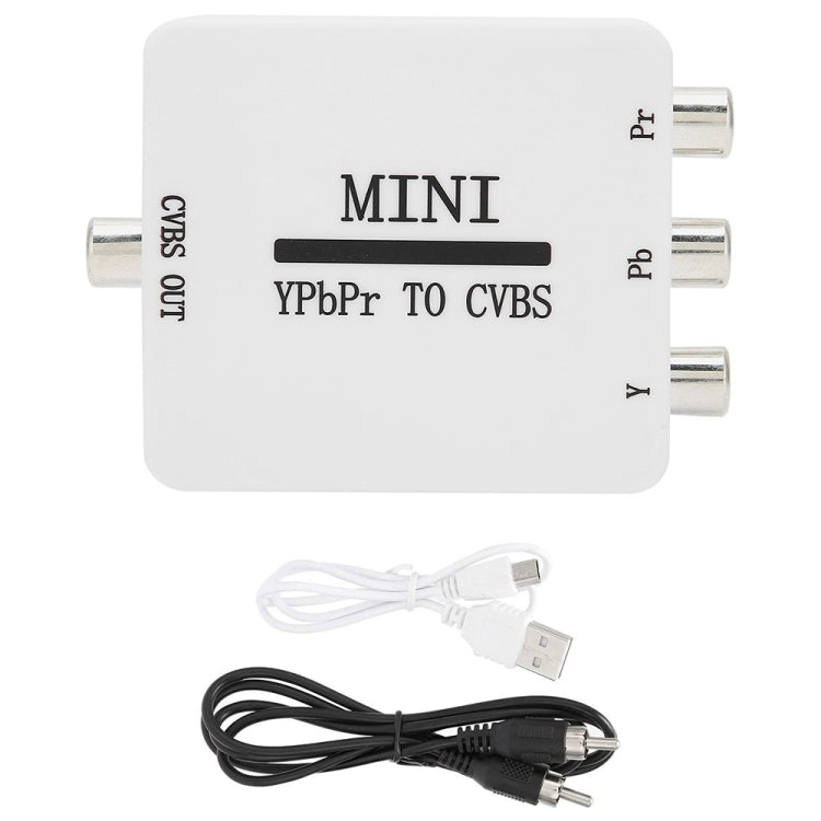 Mini YPBPR to CVBS Video Converter Component AV Adapter for TV / Projector / Monitor(White)