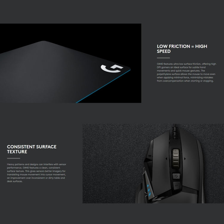 Logitech G440 Hard E-sport Gaming Mouse Pad, Size: 34 x 28cm (Black)
