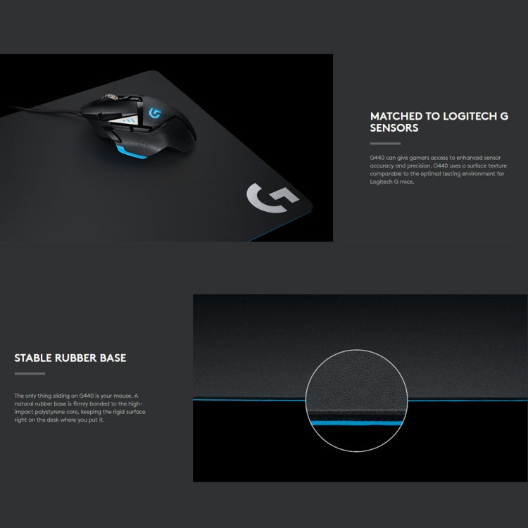 Logitech G440 Hard E-sport Gaming Mouse Pad, Size: 34 x 28cm (Black)