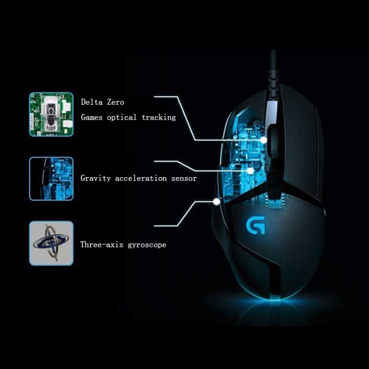 Logitech G402 USB Interface 8-keys 4000DPI Five-speed Adjustable High-speed Tracking Wired Optical Gaming Mouse, Length: 2m (Black)