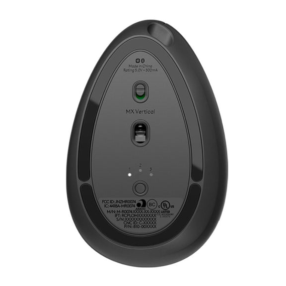 Logitech MX Vertical 4000DPI USB-C / Type-C + Unifying + Bluetooth Three-mode Ergonomic Wireless Vertical Optical Mouse (Black)