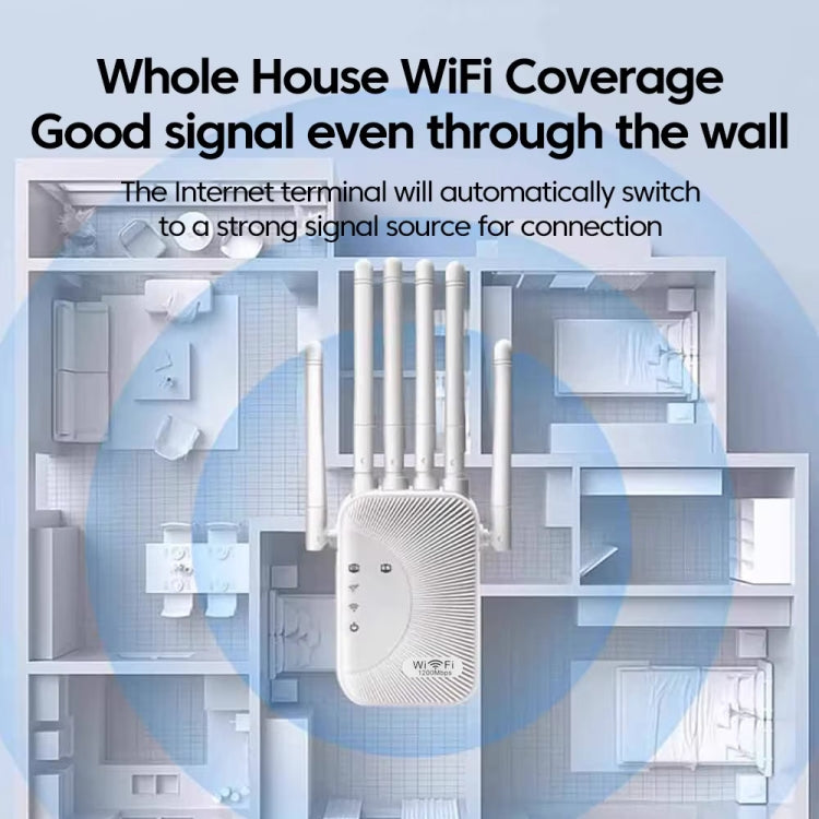 SM-011 Six-antenna 1200M Repeater WiFi Wireless Router (US Plug)