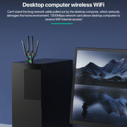 1300Mbps 5G Wireless Network Card Gigabit Dual Band Driver-free USB WiFi Receiver