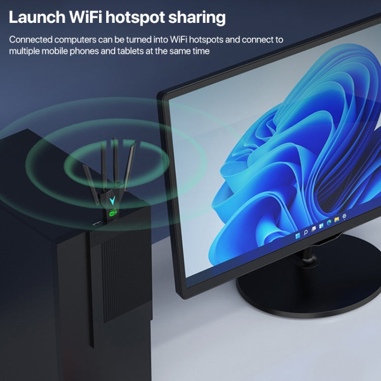 1300Mbps 5G Wireless Network Card Gigabit Dual Band Driver-free USB WiFi Receiver