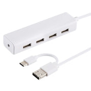3 in 1 USB-C / Type-C + Micro USB + 4 x USB 2.0 Ports HUB Converter, Cable Length: 12cm(White)