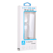 3 in 1 USB-C / Type-C + Micro USB + 4 x USB 2.0 Ports HUB Converter, Cable Length: 12cm(White)