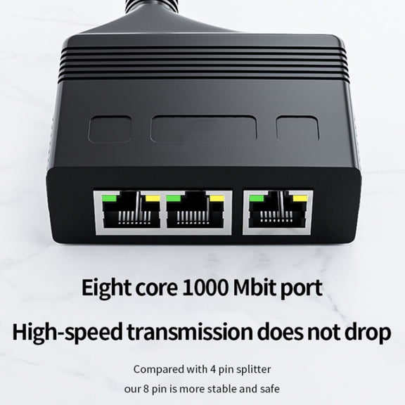 Male RJ45 3 in 1 Gigabit Network Splitter Cable Ethernet Network Coupler