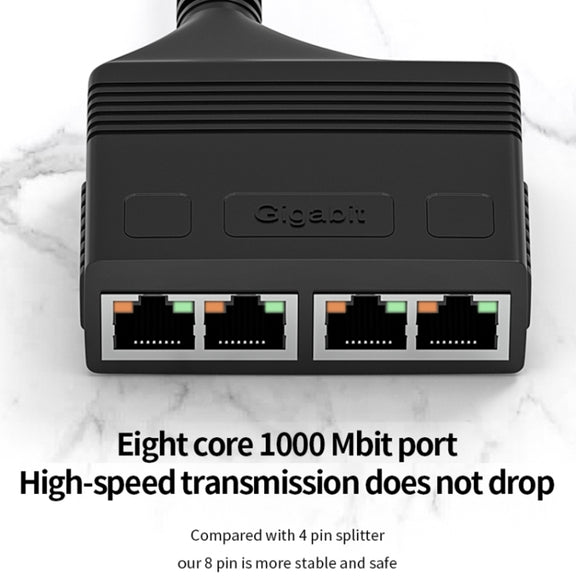 Female RJ45 4 in 1 Gigabit Network Splitter Cable Ethernet Network Coupler