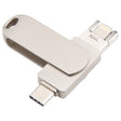 3 in 1 64G USB + 8 Pin + Type-C Metal Rotating Push-pull Flash Disk with OTG Function (Silver) - U Disk & Card Reader by PMC TechLife | Online Shopping South Africa | PMC TechLife | Buy Now Pay Later Mobicred