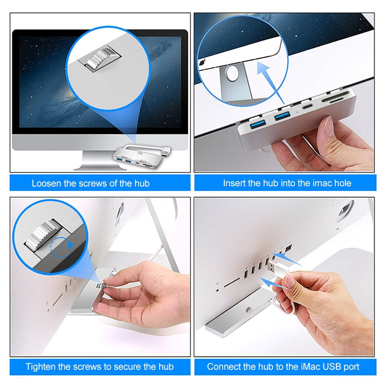 Rocketek For iMac USB3.0 x 3 + SD / TF Multi-function HUB Expansion Dock