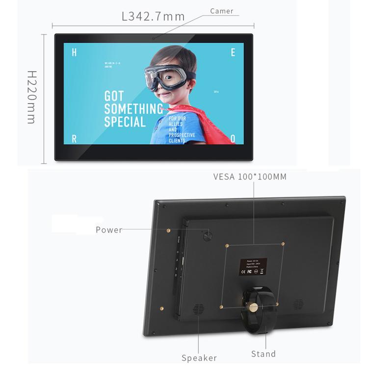 HSD-P538 14 inch IPS Touch Screen All in One PC with Holder, 4GB+32GB, Android 14 RK3576S Octa-core (Black)