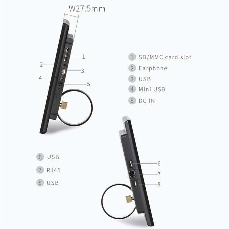 HSD-P538 14 inch IPS Touch Screen All in One PC with Holder, 4GB+32GB, Android 14 RK3576S Octa-core (Black)