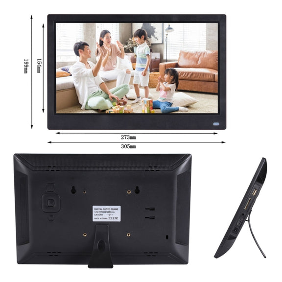 12.5 inch FHD LED Display Digital Photo Frame with Holder & Remote Control, MSTAR V56 Program, Support USB / SD Card Input (White)