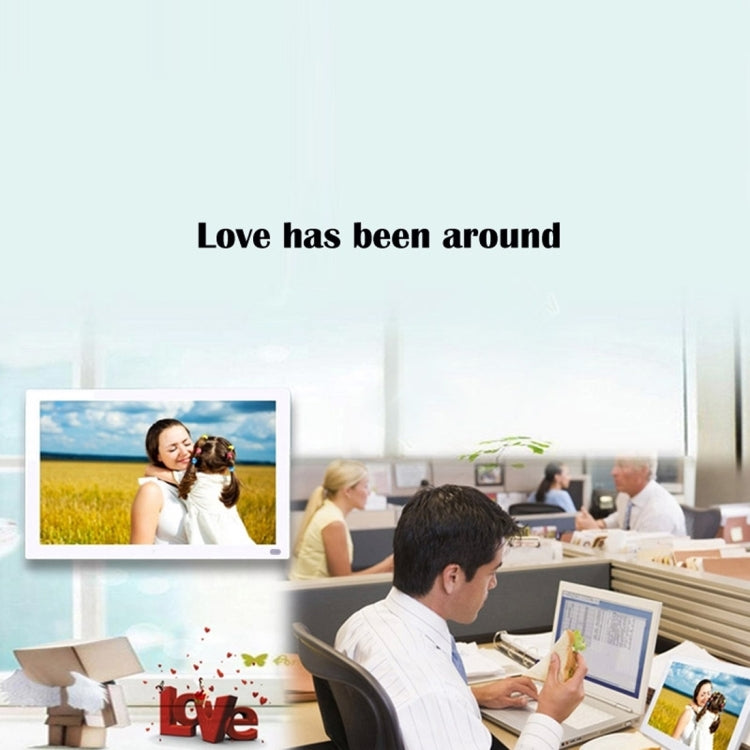 12.5 inch FHD LED Display Digital Photo Frame with Holder & Remote Control, MSTAR V56 Program, Support USB / SD Card Input (White)