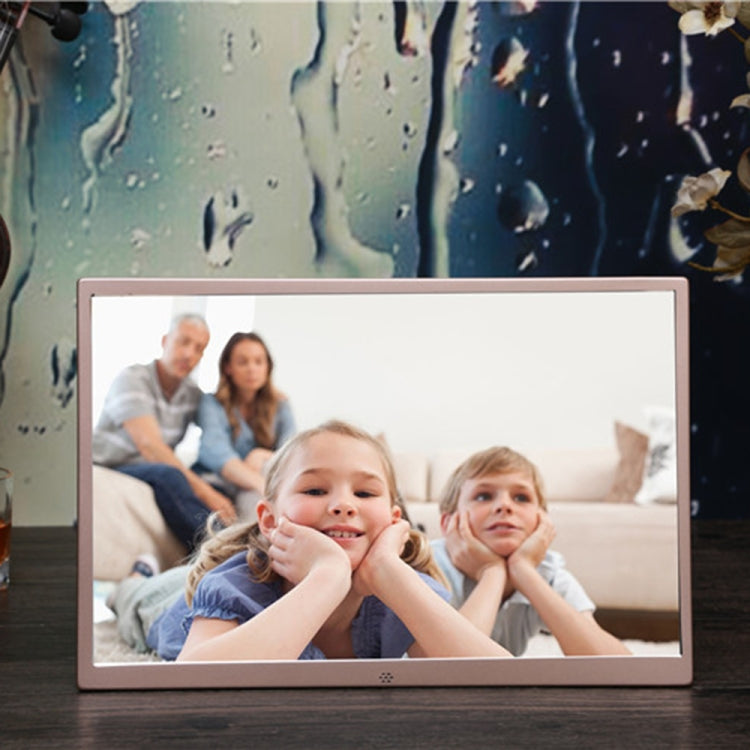 15-inch Digital Photo Frame Electronic Photo Frame Ultra-narrow Side Support 1080P Wall-mounted Advertising Machine(Gold)