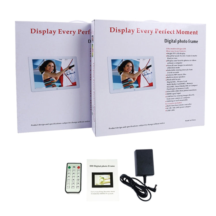 15.6 inch FHD LED Display Digital Photo Frame with Holder & Remote Control, MSTAR V53 Program, Support USB / SD Card Input(White)