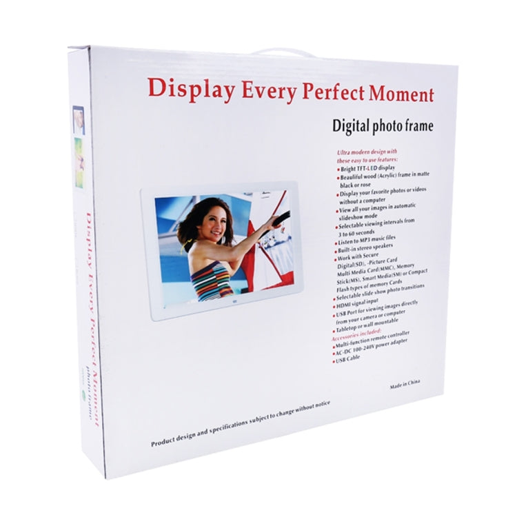 15.0 inch LED Display Digital Photo Frame with Holder / Remote Control, Allwinner, Support USB / SD Card Input / OTG(Black)