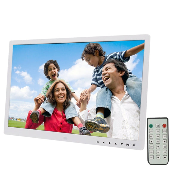 17.0 inch LED Display Digital Photo Frame with 7-keys Touch Button Control / Holder / Remote Control, Allwinner Technology, Support USB / SD Card Input / OTG, US/EU/UK Plug(White)