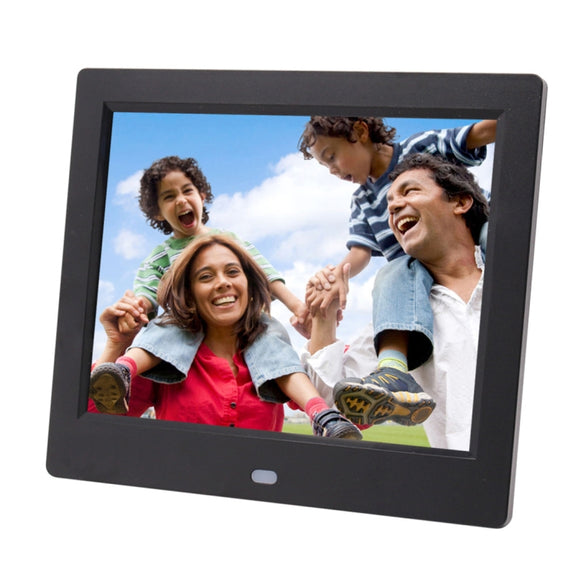 AC 100-240V 8 inch TFT Screen Digital Photo Frame with Holder & Remote Control, Support USB / SD Card Input (Black)