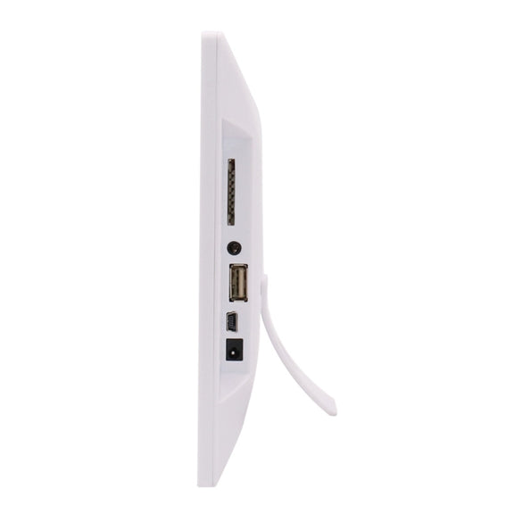 AC 100-240V 8 inch TFT Screen Digital Photo Frame with Holder & Remote Control, Support USB / SD Card Input (White)