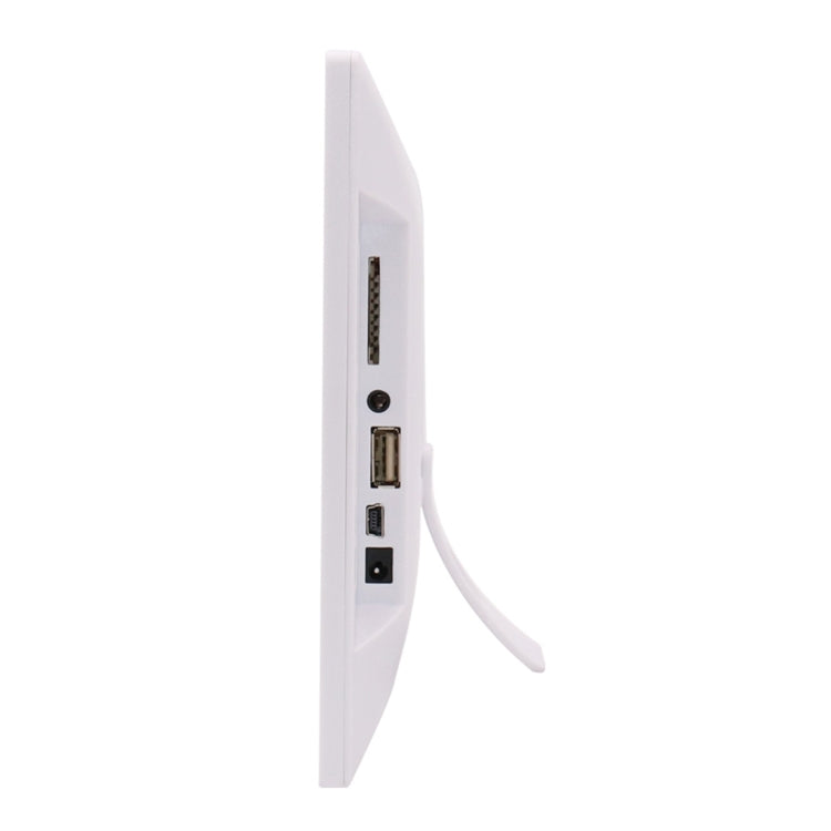 AC 100-240V 8 inch TFT Screen Digital Photo Frame with Holder & Remote Control, Support USB / SD Card Input (White)