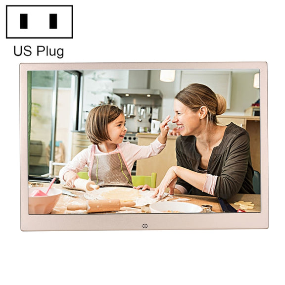 HSD1202 12.1 inch 1280x800 High Resolution Display Digital Photo Frame with Holder and Remote Control, Support SD / MMC / MS Card / USB Port, US Plug(Gold)
