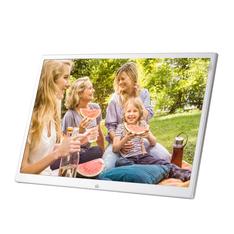 HSD1202 12.1 inch 1280x800 High Resolution Display Digital Photo Frame with Holder and Remote Control, Support SD / MMC / MS Card / USB Port, US Plug(Silver)