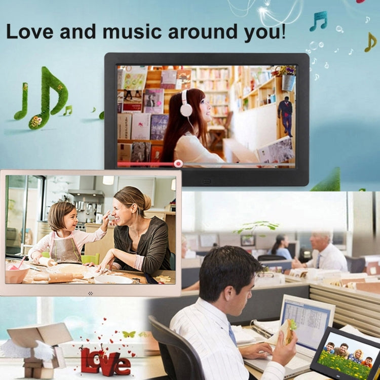 HSD1303 13.3 inch LED 1280x800 High Resolution Display Digital Photo Frame with Holder and Remote Control, Support SD / MMC / MS Card / USB Port, EU Plug(Silver)