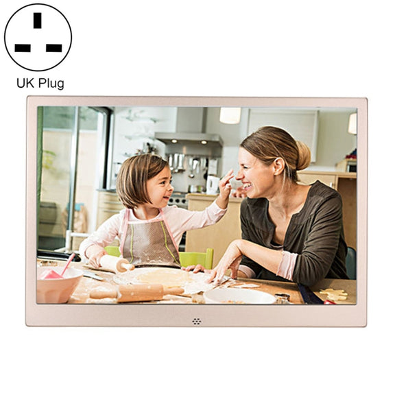 HSD1303 13.3 inch LED 1280x800 High Resolution Display Digital Photo Frame with Holder and Remote Control, Support SD / MMC / MS Card / USB Port, UK Plug(Gold)