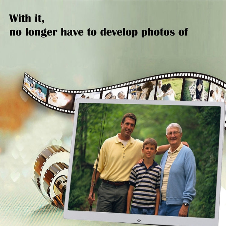 HSD1504 15.4 inch LED 1280x800 High Resolution Display Digital Photo Frame with Holder and Remote Control, Support SD / MMC / MS Card / USB Port, EU Plug(Silver)