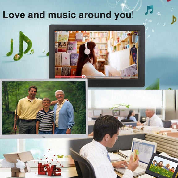 HSD1504 15.4 inch LED 1280x800 High Resolution Display Digital Photo Frame with Holder and Remote Control, Support SD / MMC / MS Card / USB Port, EU Plug(Silver)