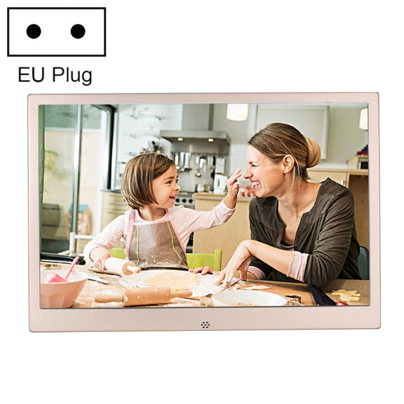 HSD1504 15.4 inch LED 1280x800 High Resolution Display Digital Photo Frame with Holder and Remote Control, Support SD / MMC / MS Card / USB Port, EU Plug(Gold)