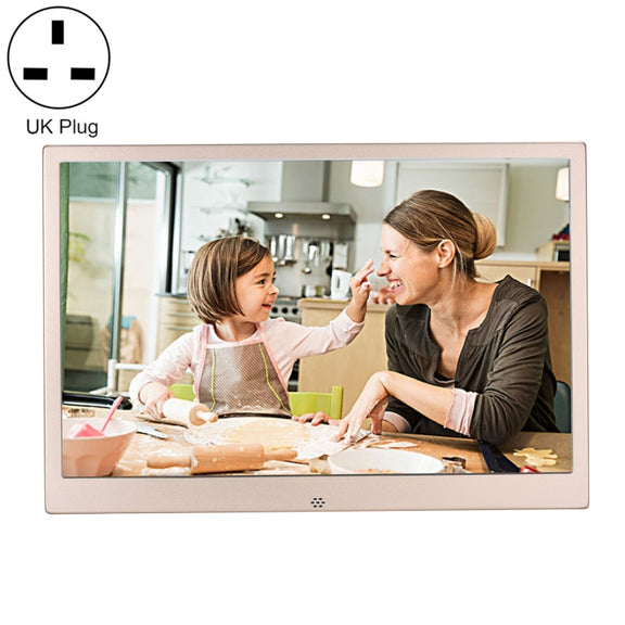 HSD1504 15.4 inch LED 1280x800 High Resolution Display Digital Photo Frame with Holder and Remote Control, Support SD / MMC / MS Card / USB Port, UK Plug(Gold)