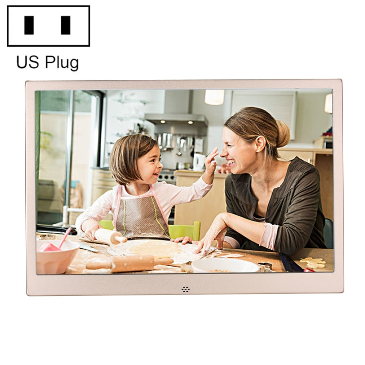 HSD1504 15.4 inch LED 1280x800 High Resolution Display Digital Photo Frame with Holder and Remote Control, Support SD / MMC / MS Card / USB Port, US Plug(Gold)