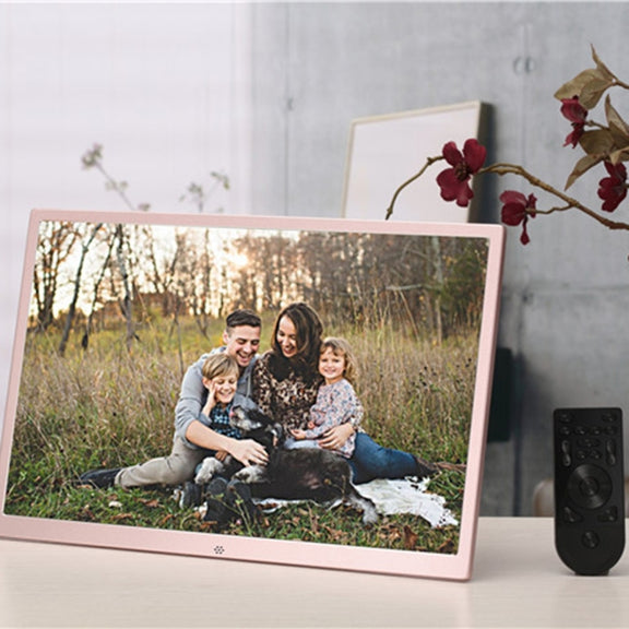 HSD1707 17 inch LED 1440X900 High Resolution Display Digital Photo Frame with Holder and Remote Control, Support SD / MMC / MS Card / USB Port, EU Plug(Gold)