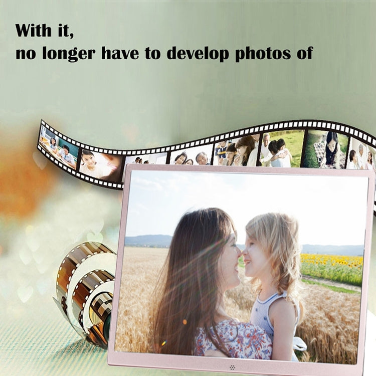 HSD1707 17 inch LED 1440X900 High Resolution Display Digital Photo Frame with Holder and Remote Control, Support SD / MMC / MS Card / USB Port, EU Plug(Gold)
