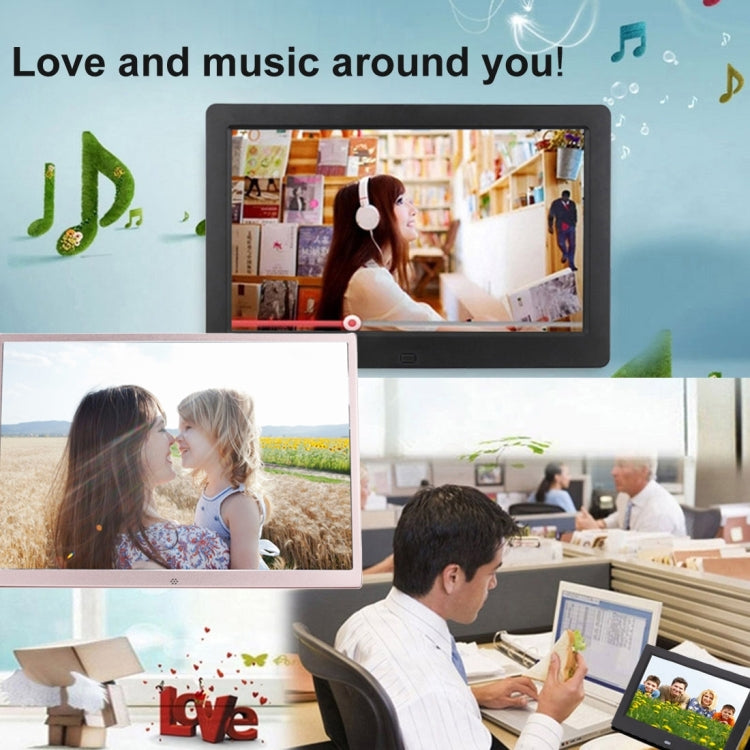 HSD1707 17 inch LED 1440X900 High Resolution Display Digital Photo Frame with Holder and Remote Control, Support SD / MMC / MS Card / USB Port, EU Plug(Gold)