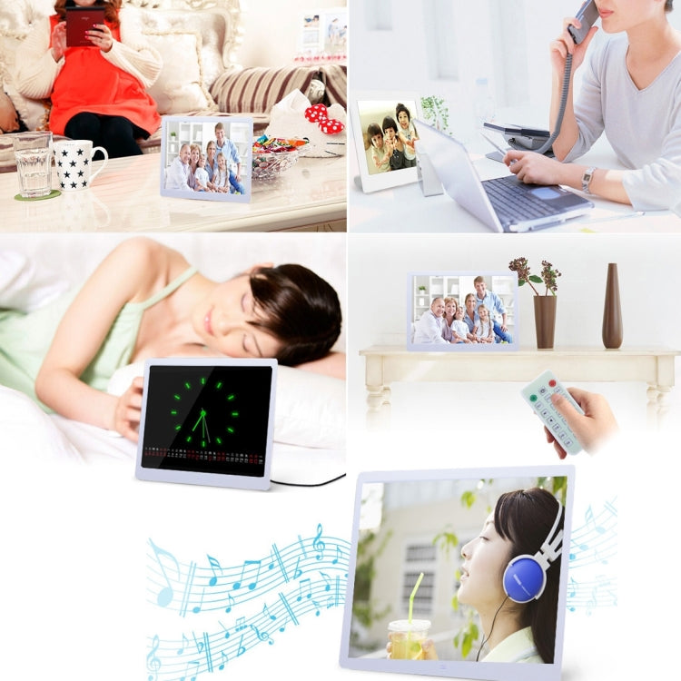 13 inch LED Display Digital Photo Frame with Holder & Remote Control, Allwinner F16, Support SD / MS / MMC Card and USB(White)