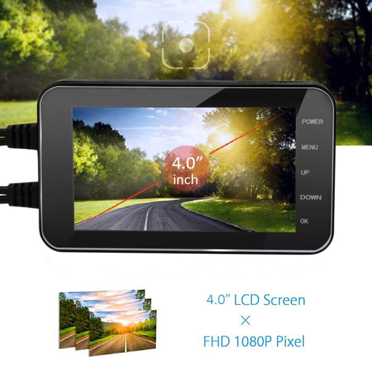 4 inch HD WIFI Dual Lens 1080P Water-resistant Motorcycle Driving Recorder