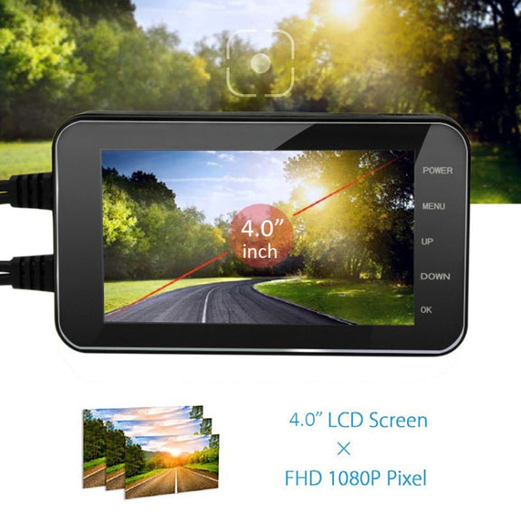 4 inch HD WIFI Dual Lens 1080P Water-resistant Motorcycle Driving Recorder