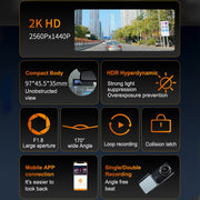 U06 2K Ultra HD Night Vision WiFi Car Driving Recorder Support Mobile APP