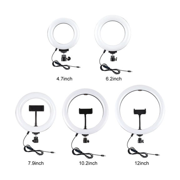 PULUZ 6.2 inch 16cm USB 3 Modes Dimmable LED Ring Vlogging Photography Video Lights + Desktop Tripod Holder with Cold Shoe Tripod Ball Head