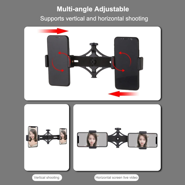 PULUZ Tripod Mount +  Live Broadcast Dual Phone Bracket + 6.2 inch 16cm LED Ring Vlogging Video Light Kits