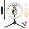 PULUZ 10.2 inch 26cm Light + Desktop Tripod Mount USB 3 Modes Dimmable Dual Color Temperature LED Curved Diffuse Light Ring Vlogging Selfie Photography Video Lights with Phone Clamp & Selfie Remote Control(Black) - Ring Light by PULUZ | Online Shopping South Africa | PMC TechLife | Buy Now Pay Later Mobicred