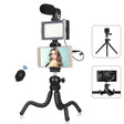 PULUZ  4 in 1 Vlogging Live Mini Octopus Bracket Kit + Studio Light + Microphone + Phone Clamp Kits(Black) - free shipping - PMC TechLife - Order now!
