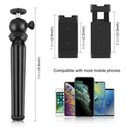 PULUZ  4 in 1 Vlogging Live Mini Octopus Bracket Kit + Studio Light + Microphone + Phone Clamp Kits(Black)